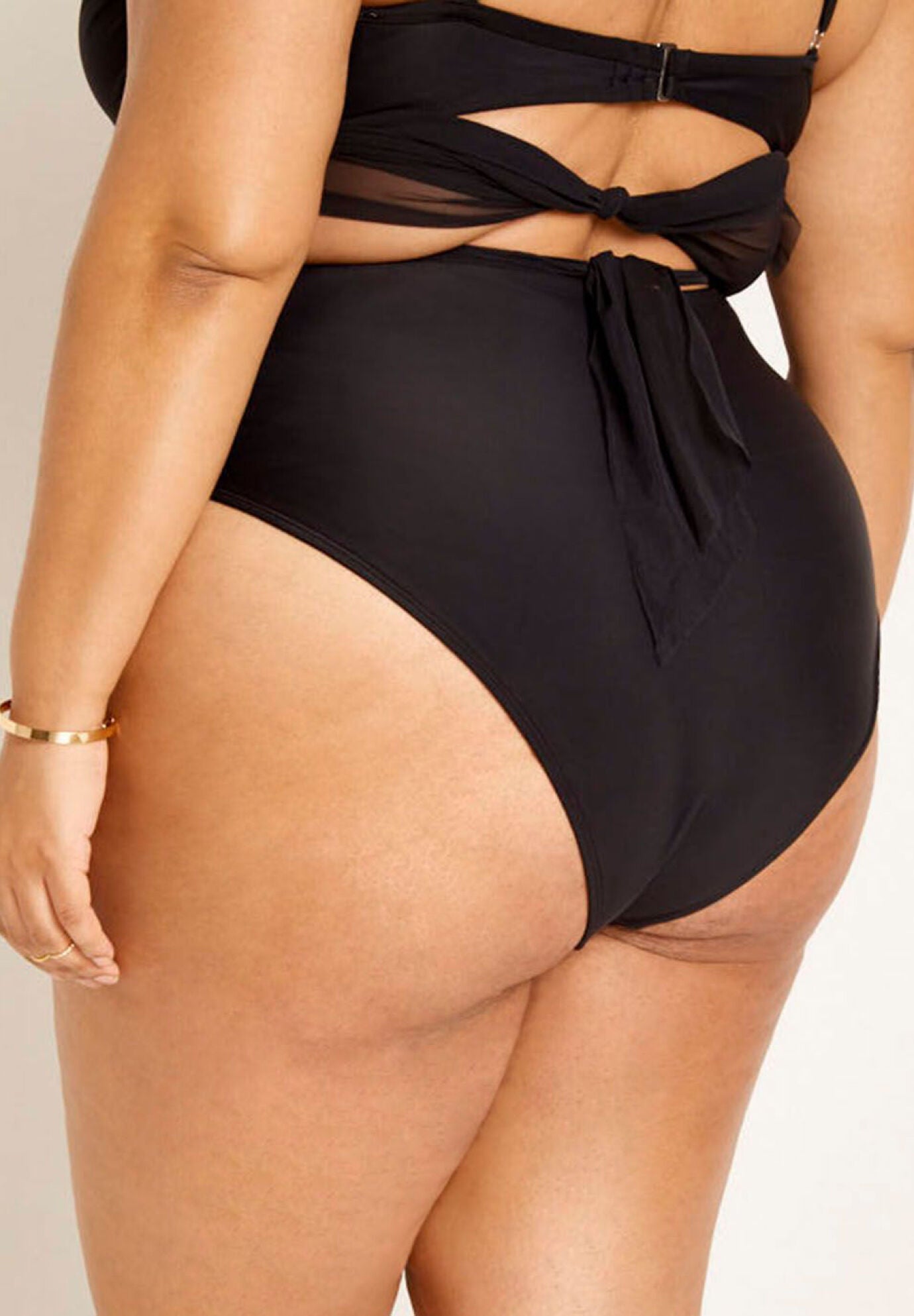 Gabi Fresh Swim X ELOQUII Wrap Detail Mesh High Waisted Bikini Bottom Eloquii