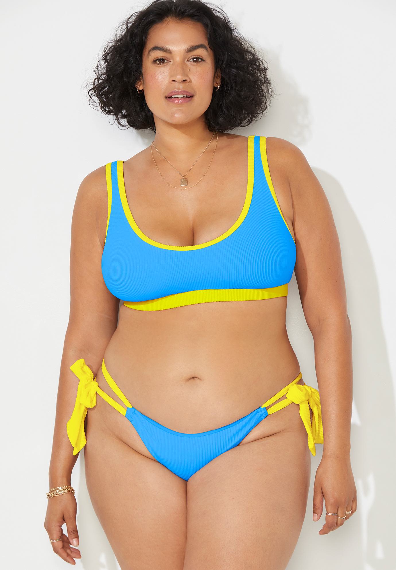 Camille Kostek Sporty Spice Bikini Set Electric Blue Yellow