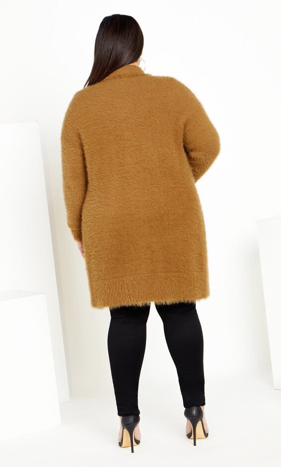 Fluffy Cardigan - caramel, BROWN, alternate image number 3