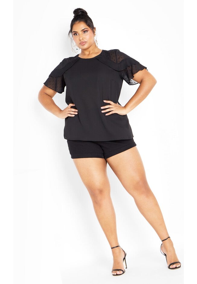 Clara Frill Overlay Top - black, BLACK, alternate image number null