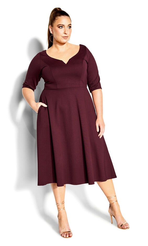 Cute Girl Elbow Sleeve Dress - oxblood, OX, alternate image number 2