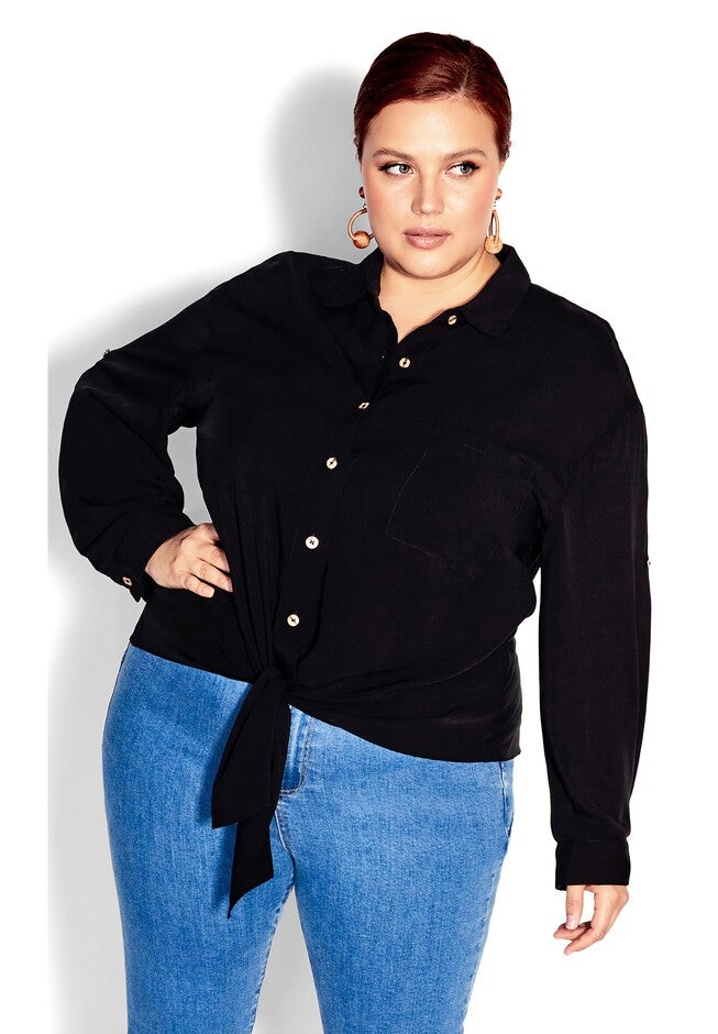 Tropical Tie Top - black, BLACK, alternate image number 2