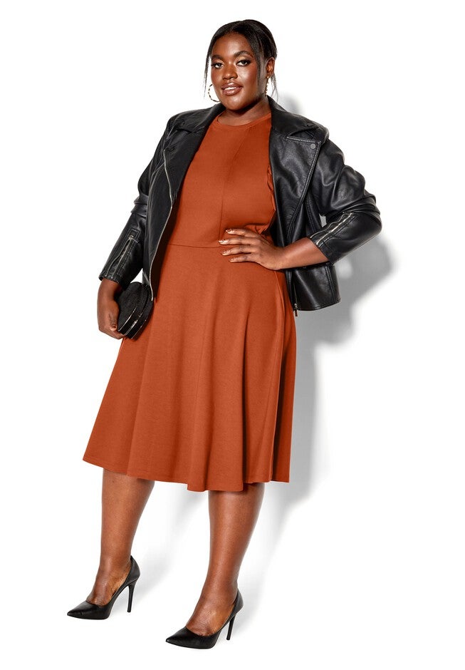 Frill Shoulder Dress - ginger, ORANGE, on-hover image number null