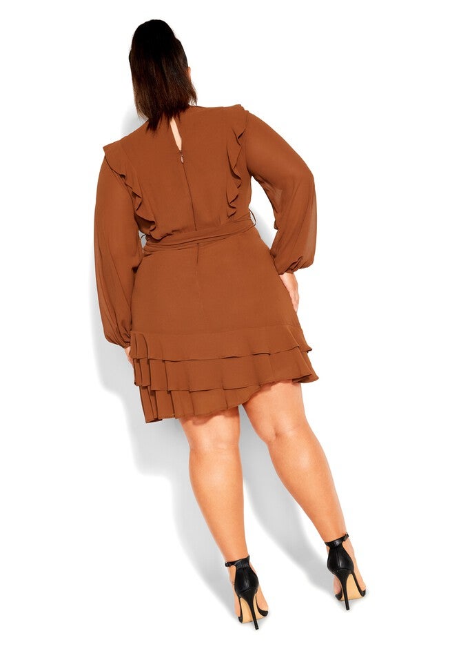 Pretty Ruffle Dress - ginger, ORANGE, on-hover image number 1