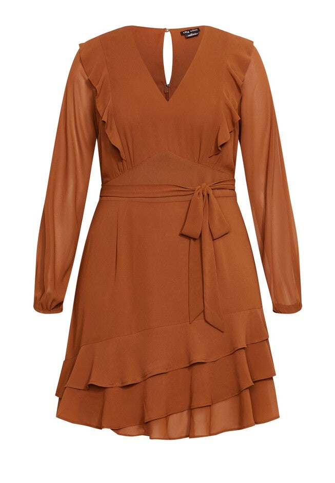 Pretty Ruffle Dress - ginger, ORANGE, hi-res image number 0