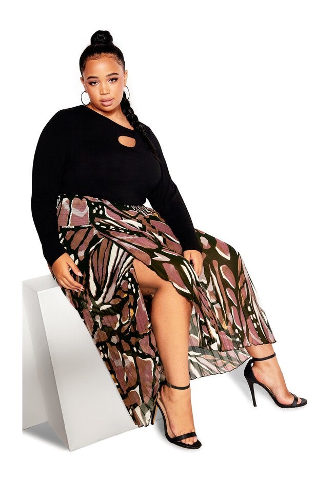 Sabrina Print Skirt - mocha, BROWN, alternate image number 2
