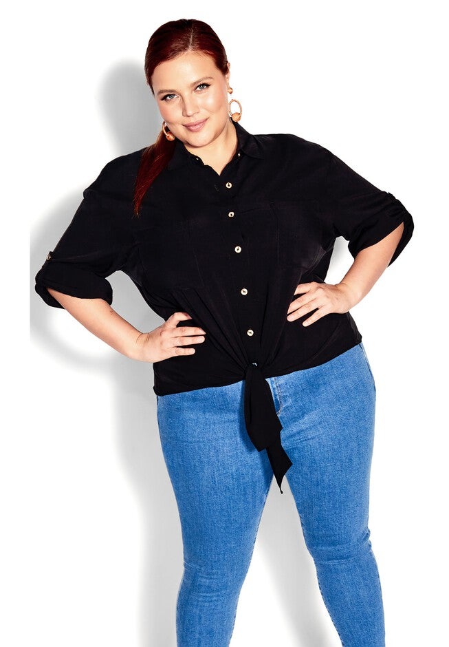 Tropical Tie Top - black, BLACK, hi-res image number 0