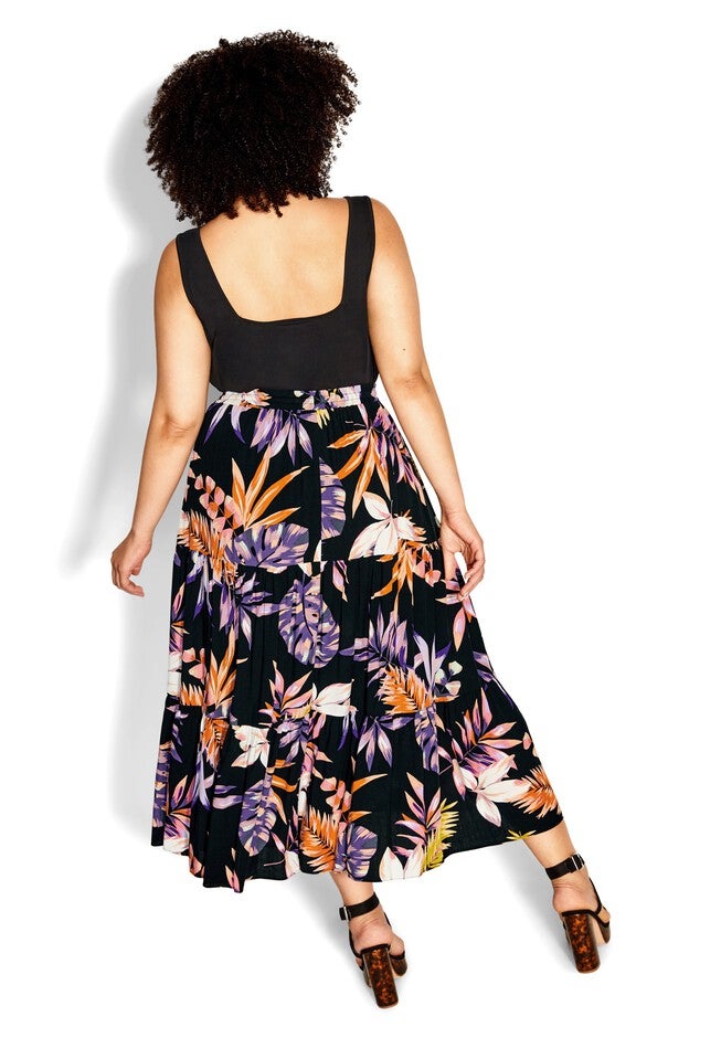 Paige Print Skirt - black, BLACK, alternate image number 5
