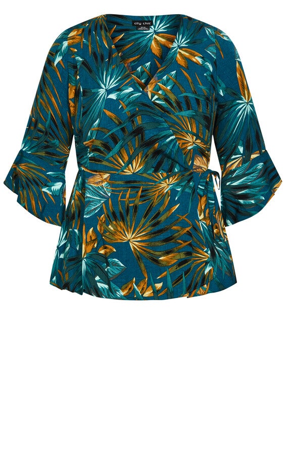 Island Print Top - teal, BLUE, alternate image number 5