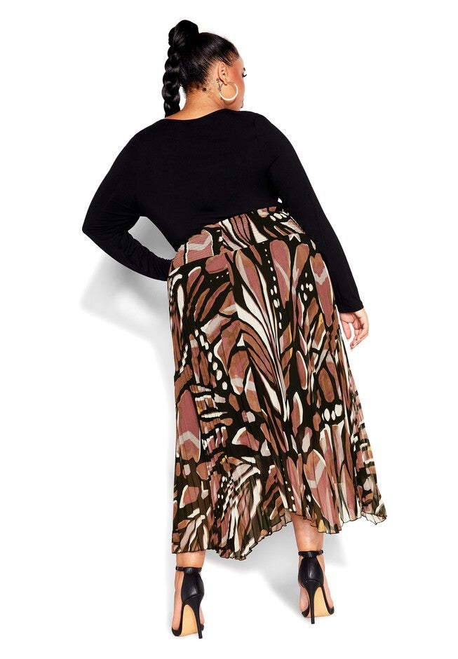Sabrina Print Skirt - mocha, BROWN, alternate image number 3