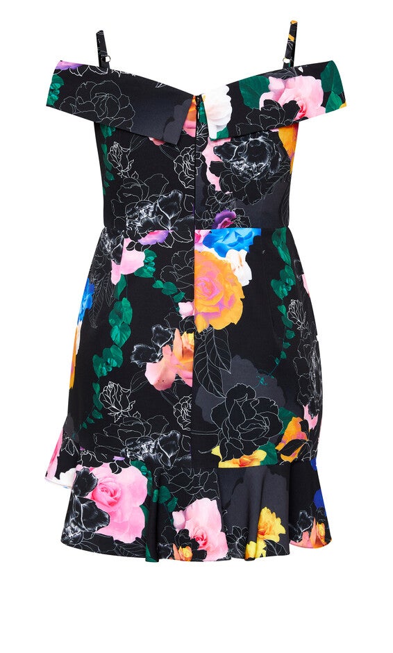 Raquel Print Dress - black, BLK BRIGHT ROMANCE, alternate image number null