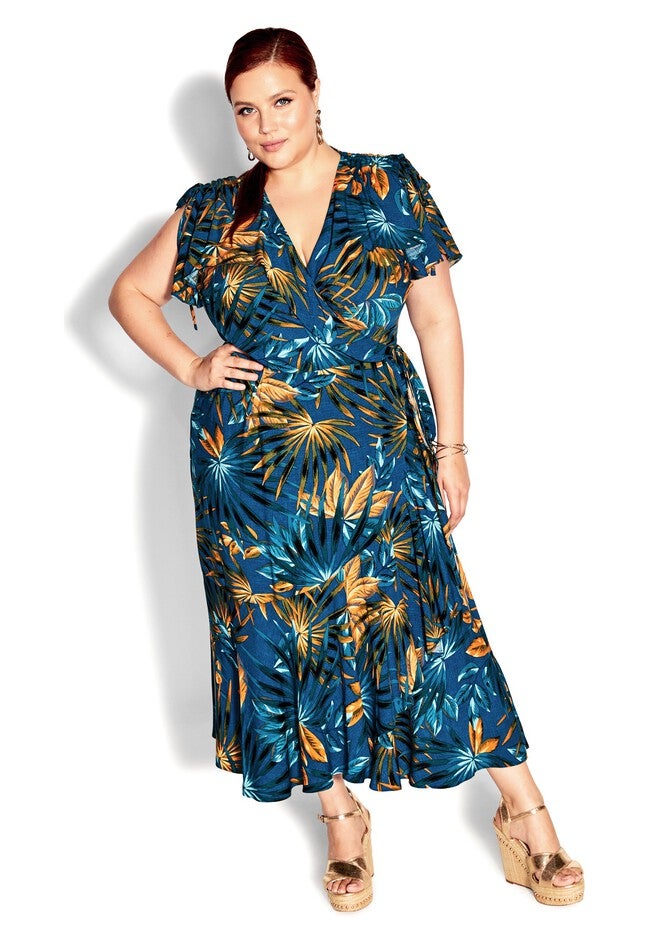Fiesta Print Maxi Dress - teal, BLUE, hi-res image number 0