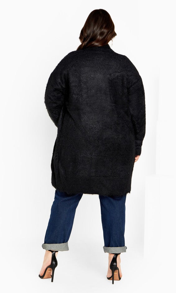 Fluffy Cardigan - black, BLACK, alternate image number null