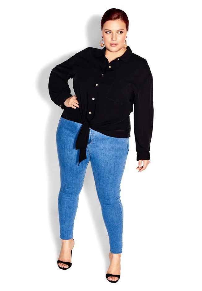 Tropical Tie Top - black, BLACK, alternate image number 3