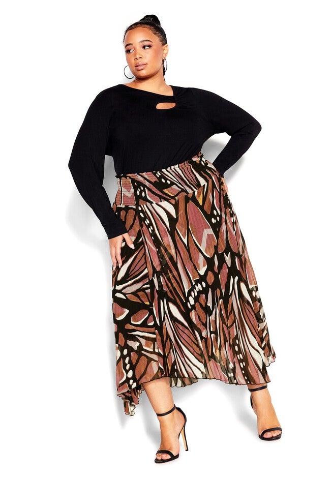 Sabrina Print Skirt - mocha, BROWN, hi-res image number 0