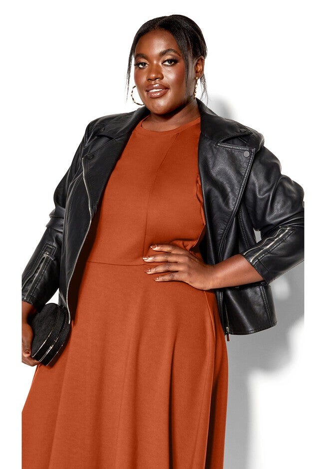 Frill Shoulder Dress - ginger, ORANGE, alternate image number null