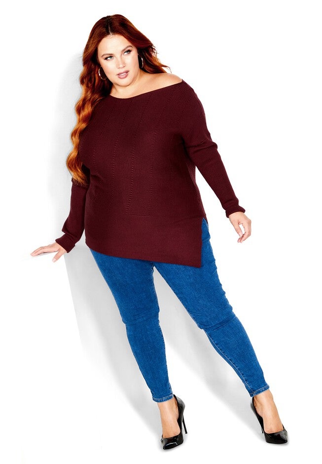 Lean In Sweater - bordeaux, RED, on-hover image number 1