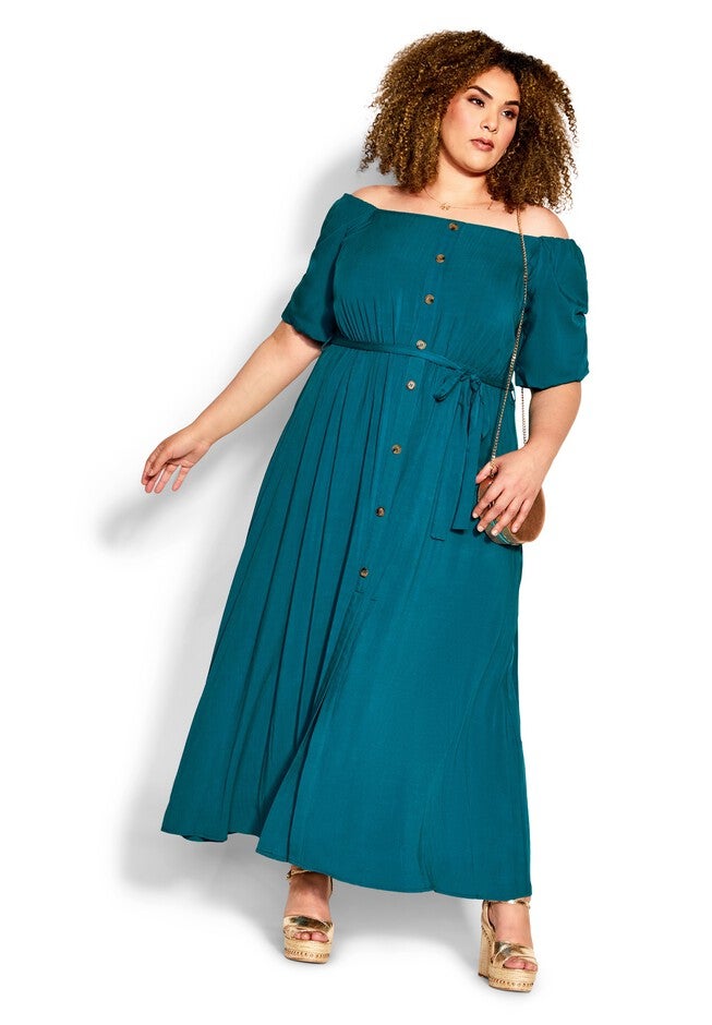 Tropical Tie Maxi Dress - harbor blue, BLUE, on-hover image number null