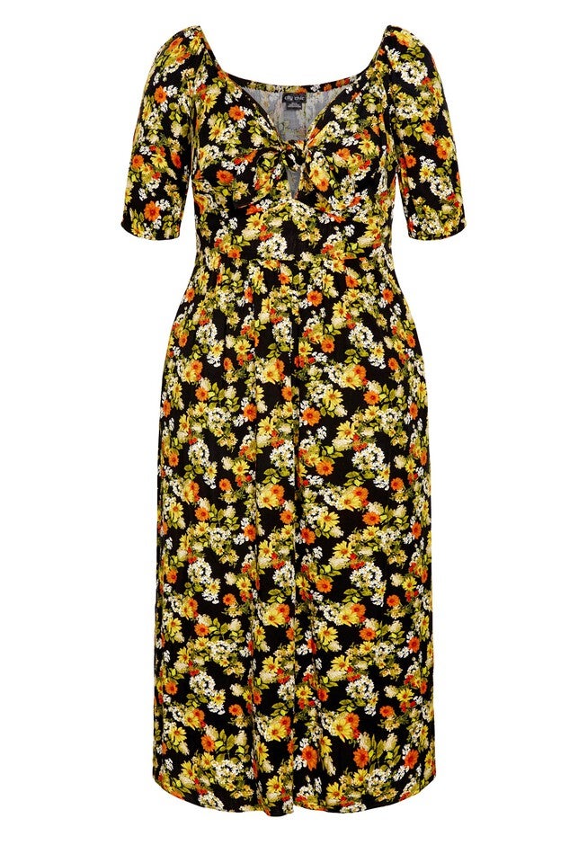 Villa Capri Print Maxi Dress - sunset floral, BLACK, alternate image number 5
