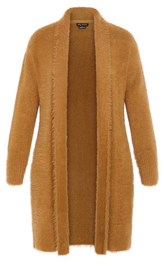 Fluffy Cardigan - caramel, BROWN, alternate image number 4