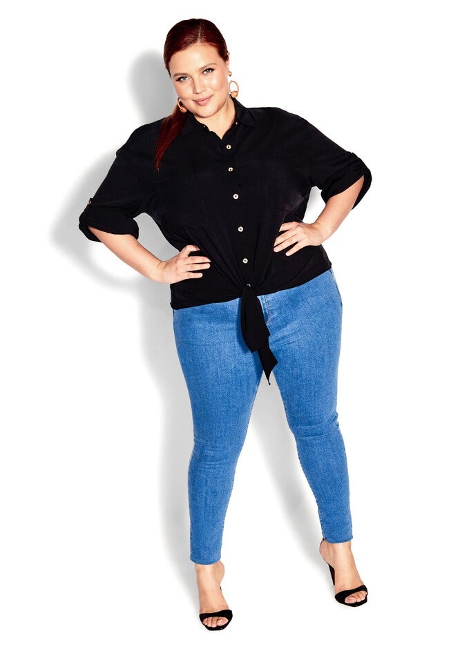 Tropical Tie Top - black, BLACK, on-hover image number 1