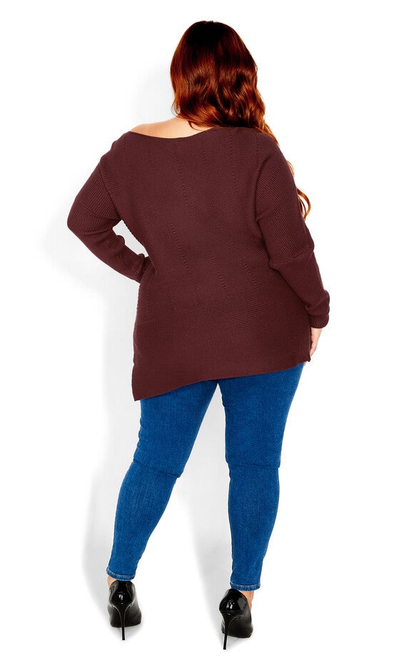 Lean In Sweater - bordeaux, RED, alternate image number 4