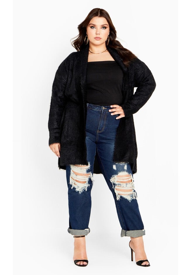 Fluffy Cardigan - black, BLACK, on-hover image number null