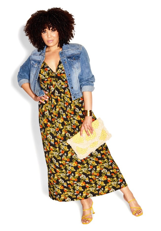 Villa Capri Print Maxi Dress - sunset floral, BLACK, alternate image number 2