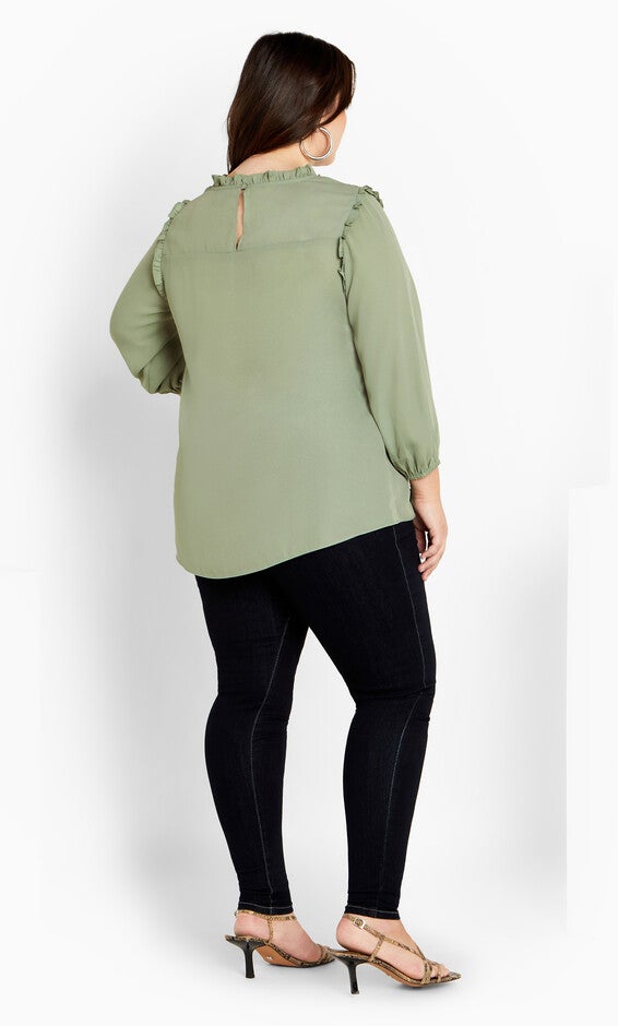 Lace Angel Elbow Sleeve Top - sage, GREEN, alternate image number null