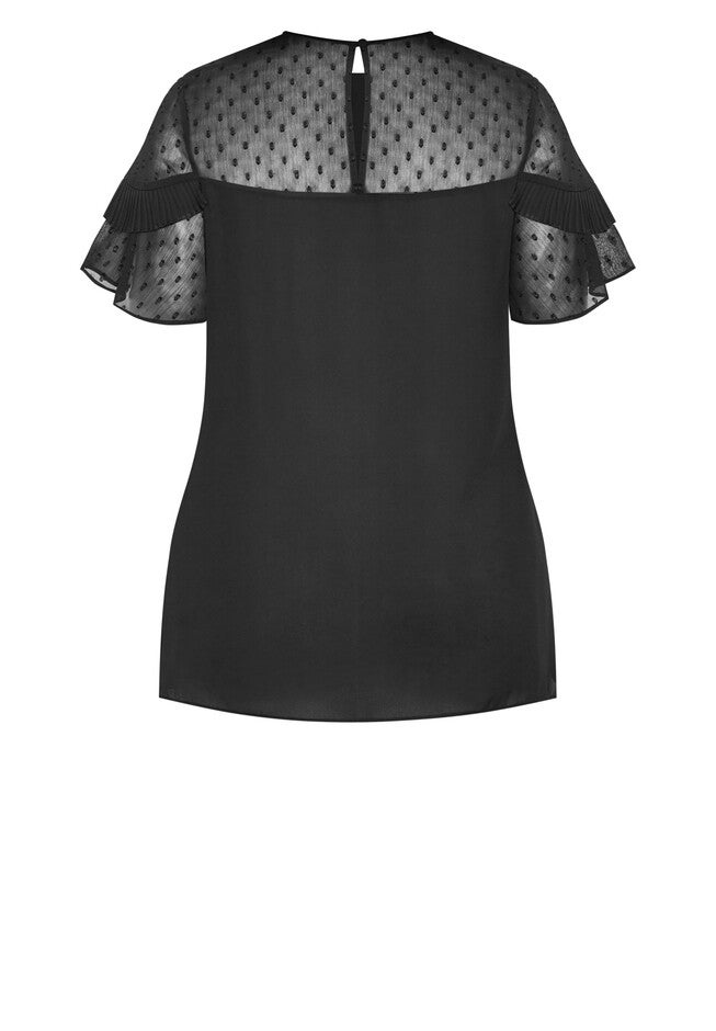Clara Frill Overlay Top - black, BLACK, alternate image number null