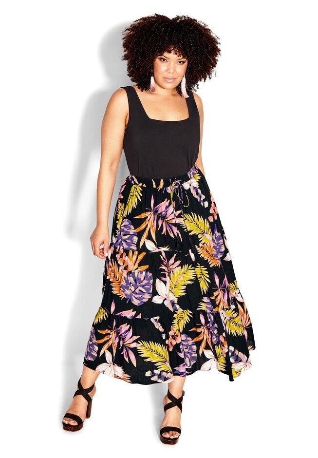 Paige Print Skirt - black, BLACK, hi-res image number 0