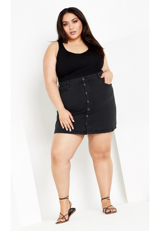 Island Denim Skirt - black, BLACK, on-hover image number 1
