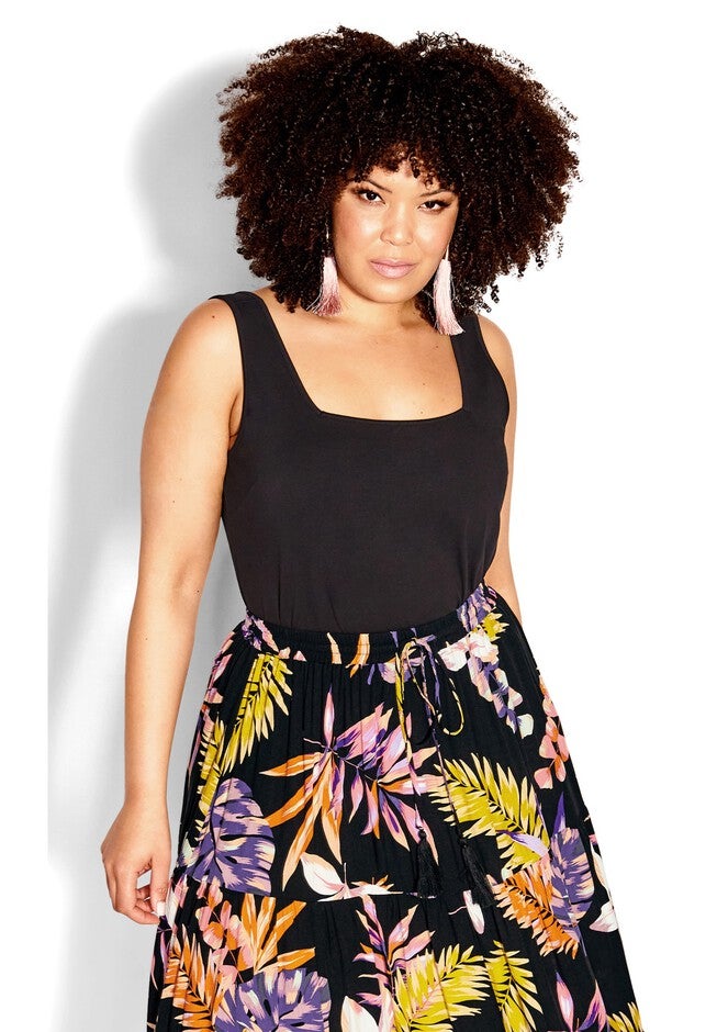 Paige Print Skirt - black, BLACK, alternate image number 6