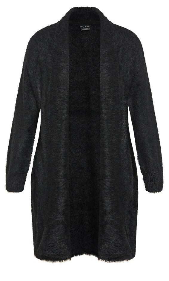 Fluffy Cardigan - black, BLACK, alternate image number null