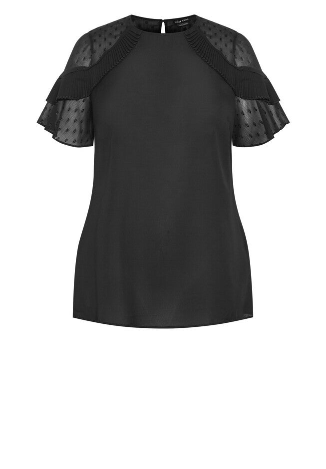 Clara Frill Overlay Top - black, BLACK, alternate image number null