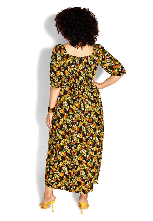 Villa Capri Print Maxi Dress - sunset floral, BLACK, alternate image number 4