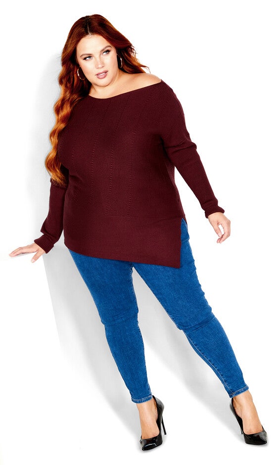 Lean In Sweater - bordeaux, RED, alternate image number 2