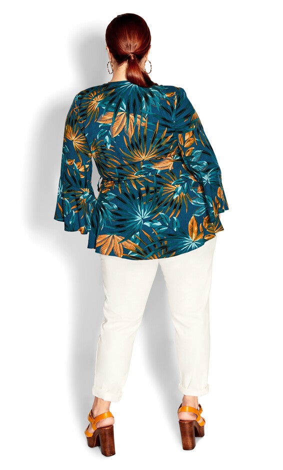 Island Print Top - teal, BLUE, alternate image number 4