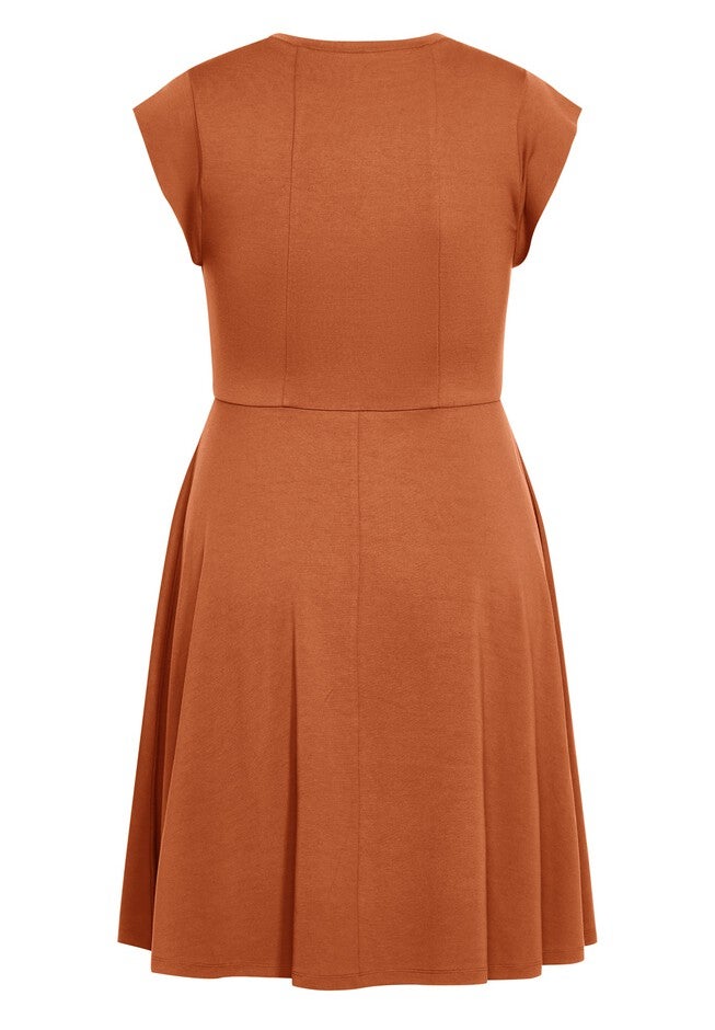 Frill Shoulder Dress - ginger, ORANGE, alternate image number null
