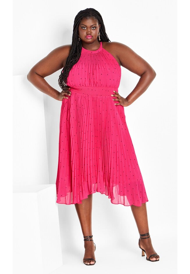 DRESS MIRIAM PRT, BLACK, on-hover image number 1