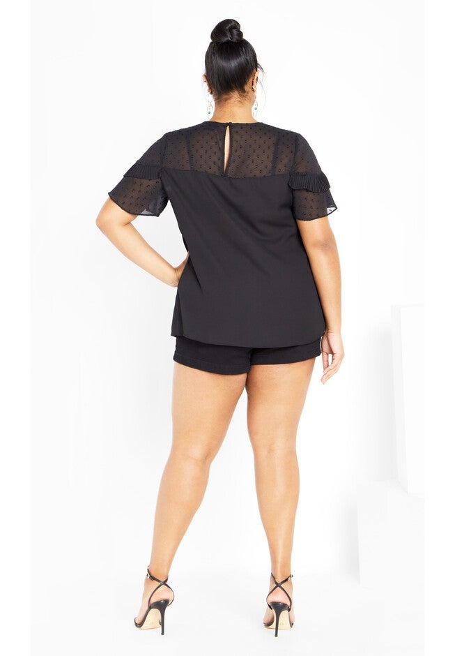 Clara Frill Overlay Top - black, BLACK, alternate image number null