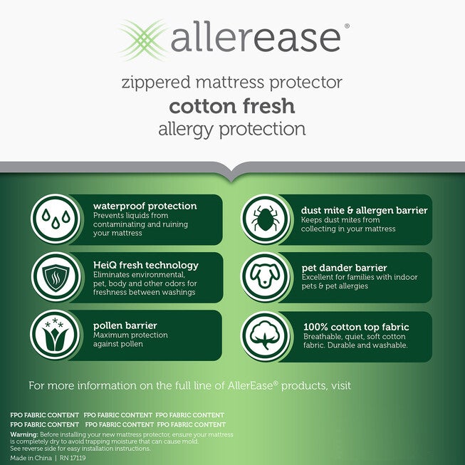 AllerEase Reserve Cotton Fresh Mattress Protector, , alternate image number 3