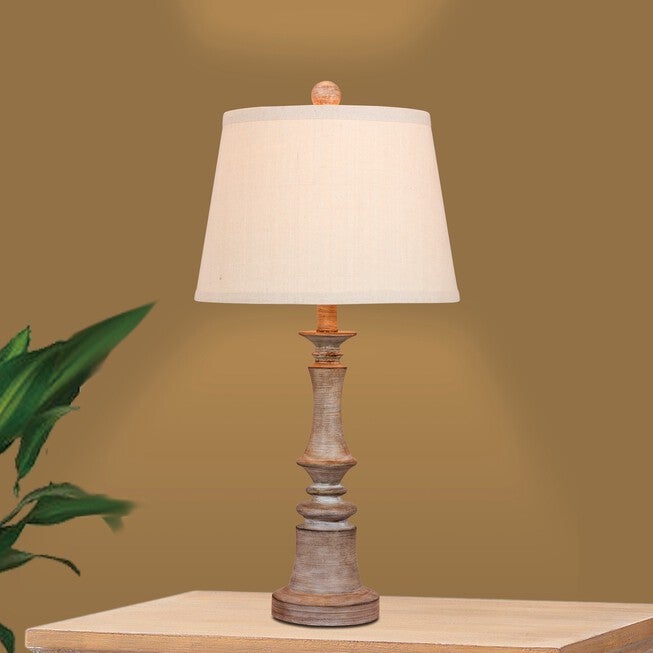 Cottage Weathered Grey Resin26.5 inches Table Lamp, Set 2, , on-hover image number 1