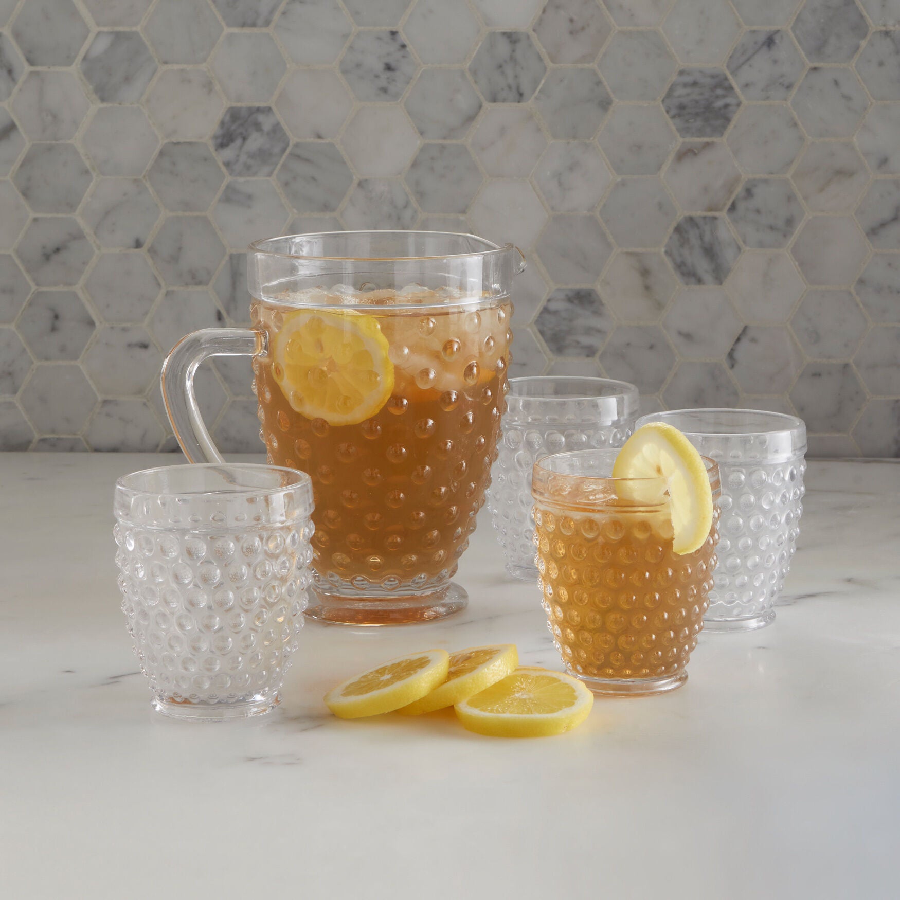 Martha Stewart Hobnail 5-PC Pitcher Set, CLEAR, hi-res image number 0