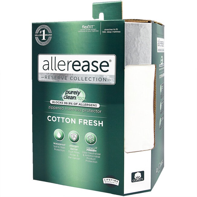 AllerEase Reserve Cotton Fresh Mattress Protector, WHITE, hi-res image number 0