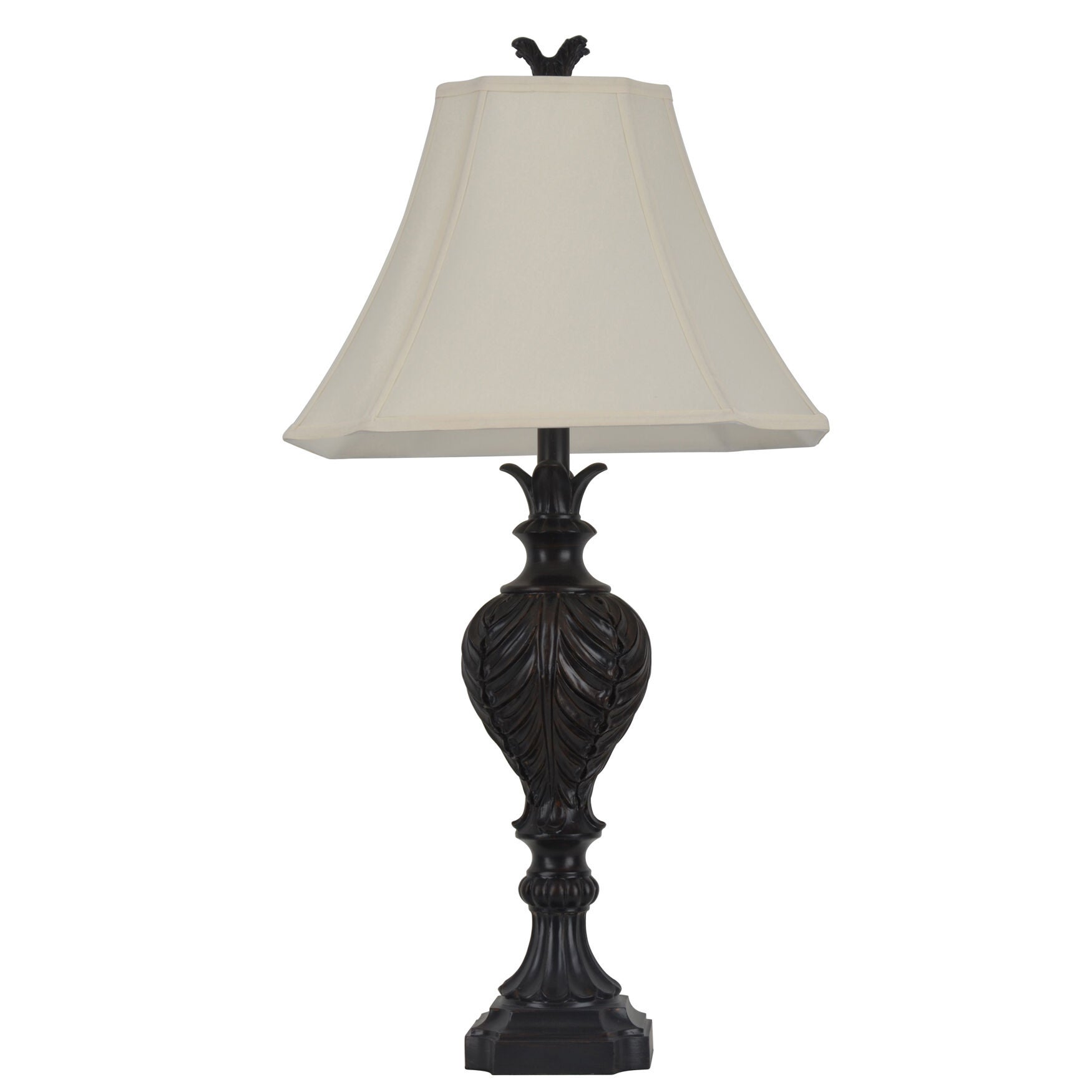 31 inches Dark Brown Carved Table Lamp, DARK BROWN, hi-res image number 0