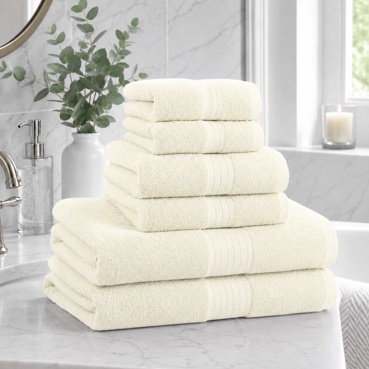 BH Studio 6-Piece 100% Cotton Bath Towel Set, 550 GSM