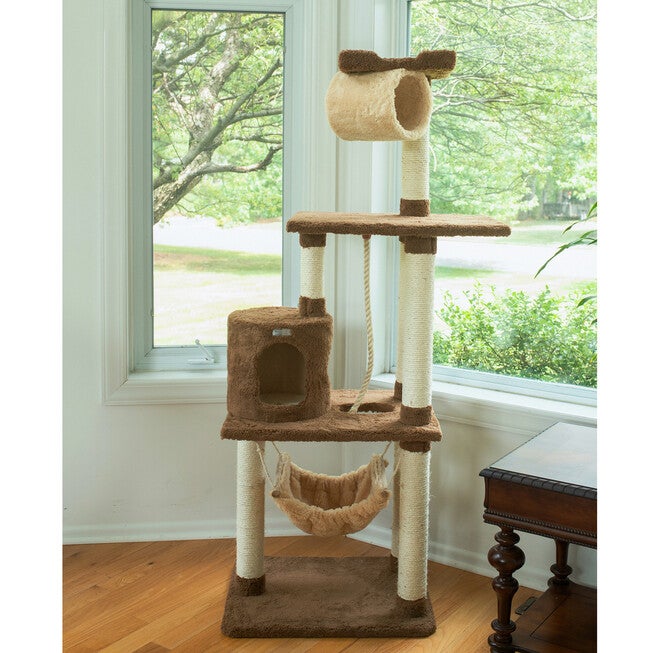 Real Wood 70 inches Cat Tree With Scratch Posts, Hammock, , alternate image number 2