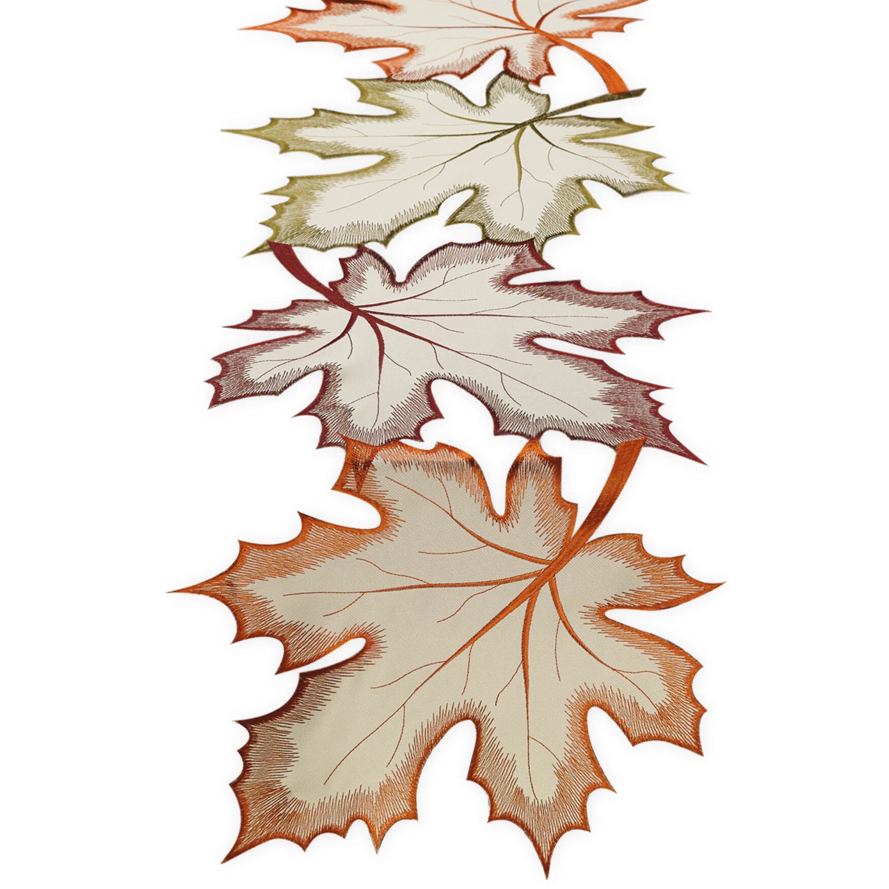 Embroidered Maple Leaves Table Runner, TAN, hi-res image number 0
