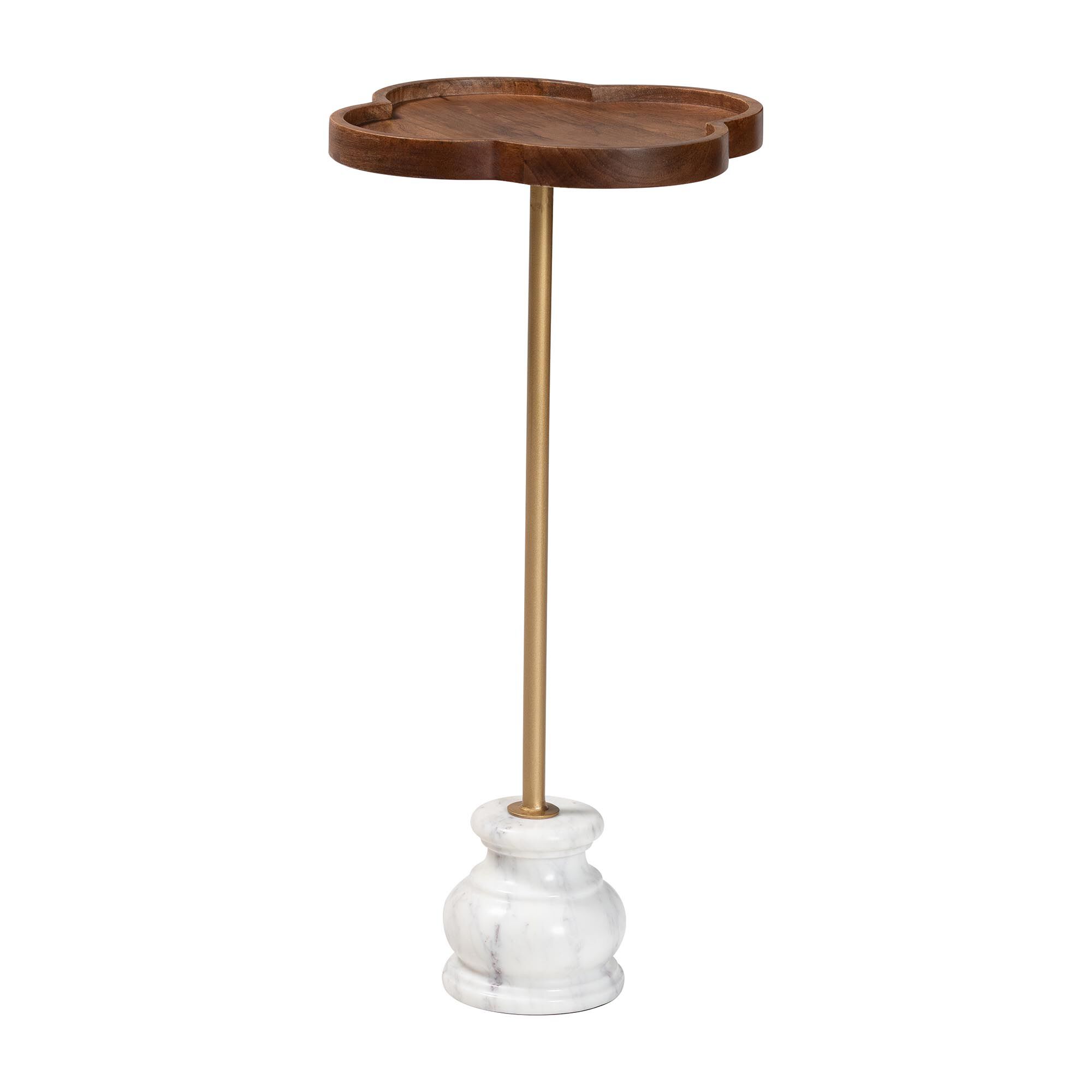 Gezana Drink Table with Marble Base, WHITE, alternate image number 1